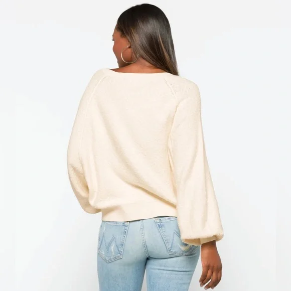 FREE PEOPLE Found My Friend Pullover Oversized Sweater in Ivory - Medium NWT